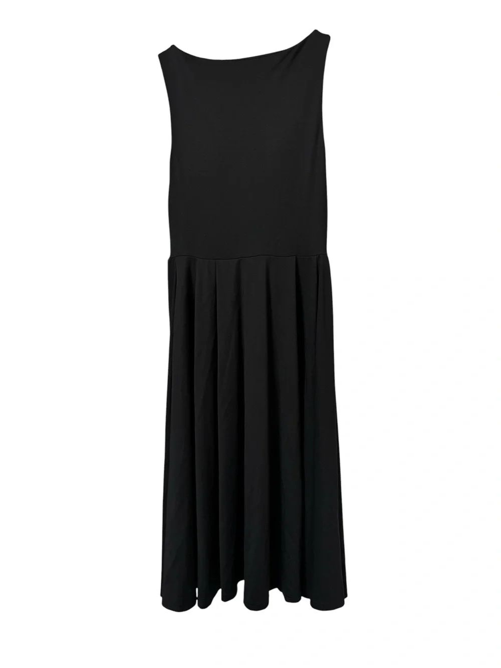 OGL Black sleeveless bamboo sculpting stretch ponte boatneck chic midi dress L